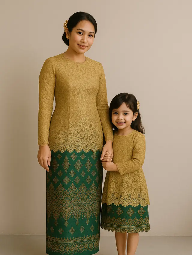 Long Dress Brokat Kembar Ibu dan Anak (Foto: ChatGPT)