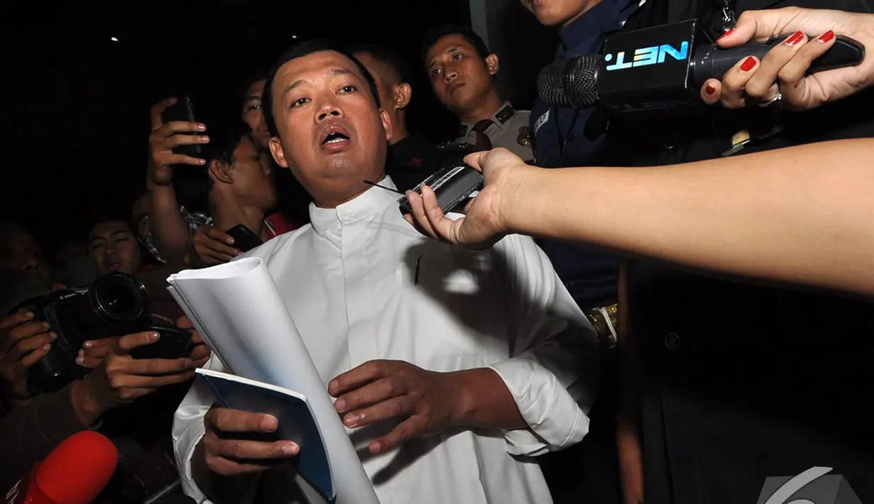 Nusron Wahid mengaku kedatangannya ke KPK untuk berdiskusi mengenai kajian KPK terkait pengelolaan tenaga kerja Indonesia, Jakarta, Jumat (5/12/2014). (Liputan6.com/Miftahul Hayat)