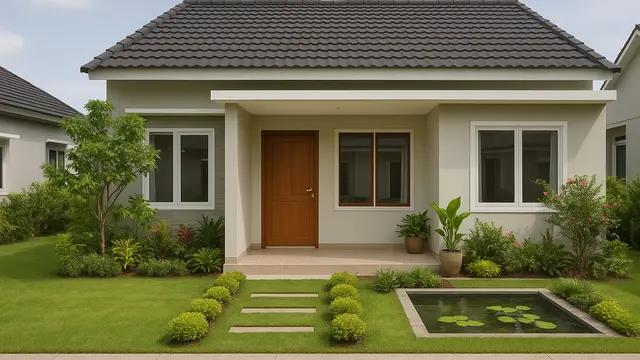 Model Rumah Sederhana 6x12 Dengan 3 Kamar dan Teras Depan/Ilustrasi oleh AI