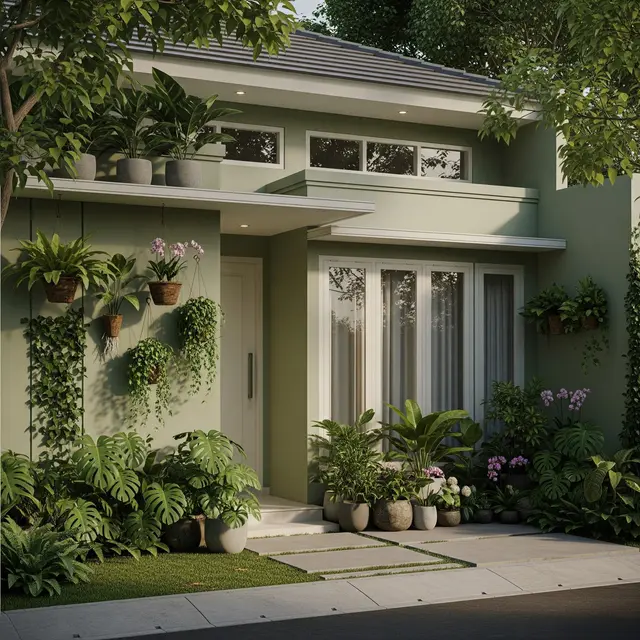 Halaman rumah warna Hijau Sage (Sage Green) (Gemini AI)