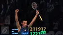 Tunggal putra Malaysia, Lee Chong Wei melakukan selebrasi usai menumbangkan Jan O Jorgensen (Denmark) di final BCA Indonesia Open 2016, Jakarta, Minggu (5/6/2016). Lee Chong Wei unggul 17-21, 21-19, 21-17. (Liputan6.com/Helmi Fithriansyah)