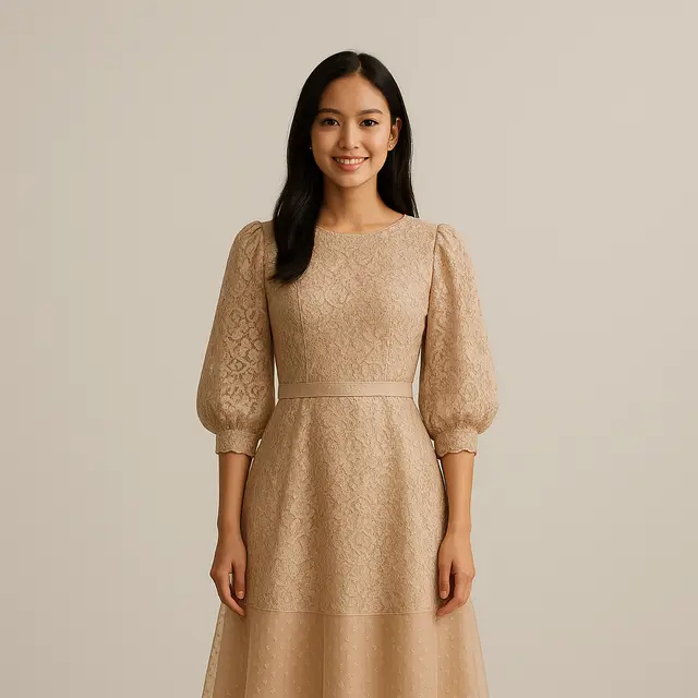 Model Dress Brokat Minimalis Tanpa Payet