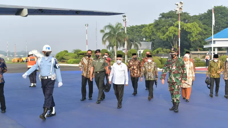 Wakil Presiden (Wapres) Ma'ruf Amin bertolak ke Tasikmalaya Jawa Barat pagi ini, Selasa (8/6/2021). Ma'ruf akan menghadiri Rembuk Nasional Vokasi dan Kewirausahaan Balai Latihan Kerja (BLK) Komunitas Tahun 2020.