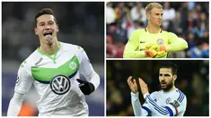Kabar transfer terkini, Jumat (19/8/2016), diwarnai kabar mendekatnya gelandang Wolfsburg, Julian Draxler, ke Arsenal serta rencana Juventus membawa pemain Chelsea, Cesc Fabregas, ke Turin. (AFP)