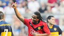 Selebrasi gol dari gelandang Manchester United, Anderson di partai semifinal Piala Audi menghadapi Boca Juniors pada 29 Juli 2009 di Munich, Jerman. AFP PHOTO/OLIVER LANG