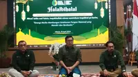Kepala Bapanas, Arief Prasetyo Adi di acara Halal bi halal, Kamis (18/4/2024). Arief mengumumkan kenaikan harga gula di tingkat konsumen. (Gagas/Liputan6.com)
