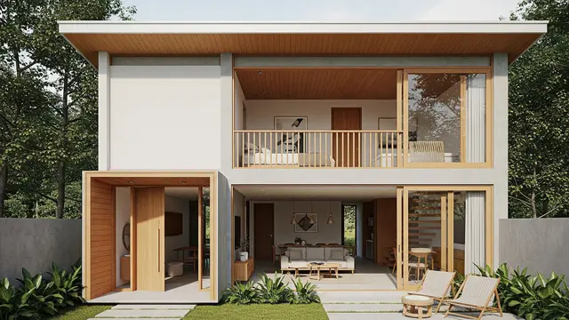 Desain Rumah Mini Modern dengan Mezzanine