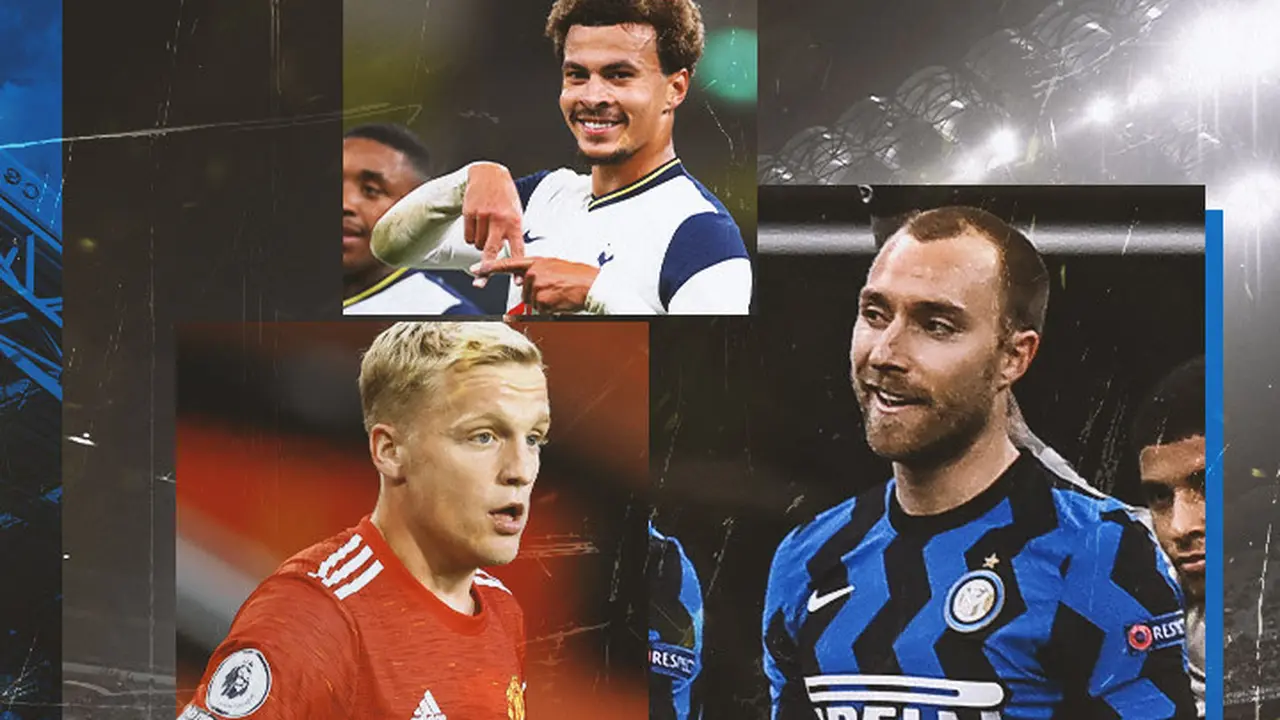 Ilustrasi - Donny van de Beek, Dele Alli, Christian Eriksen