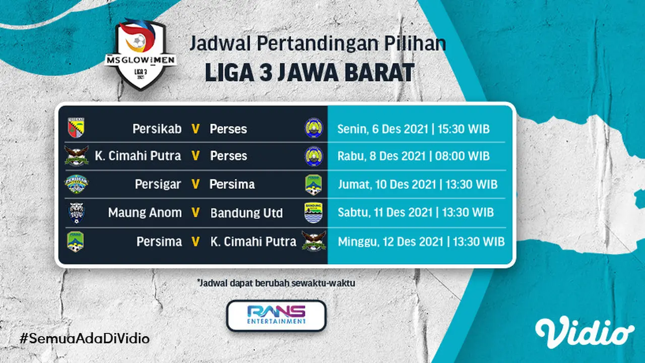 Jadwal Lengkap Liga 3 Jawa Barat Mulai 6-12 Desember 2021