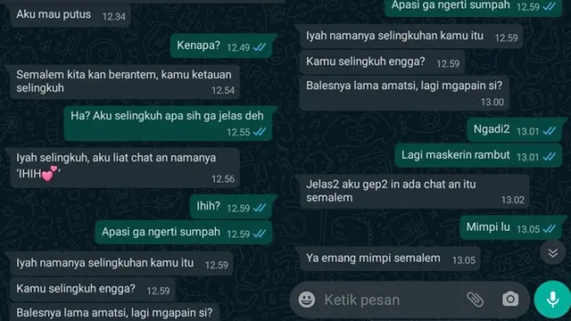 6 Chat Mimpi Pacar Selingkuh Ini Penuh Drama, Kocak