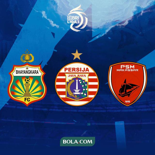 BRI Liga 1 -  Ilustrasi Logo Persija Jakarta, Bhayangkara FC, PSM Makassar