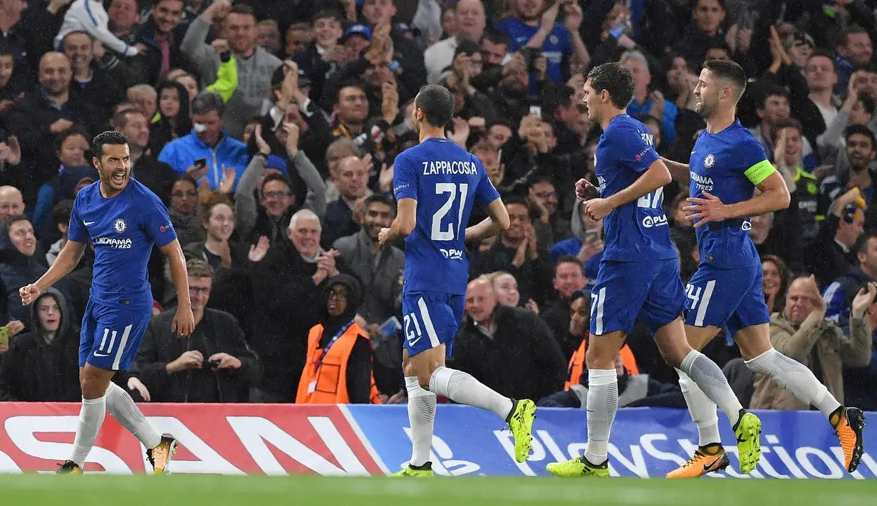 3. Chelsea berhasil menjadi klub yang meraih kemenangan paling besar pada Liga Champions matchday pertama. Klub asuhan Antonio Conte tersebut berhasil menang setengah lusin atau 6-0 atas klub asal Azerbaijan, Qarabag. (AFP/Ben Stansall)