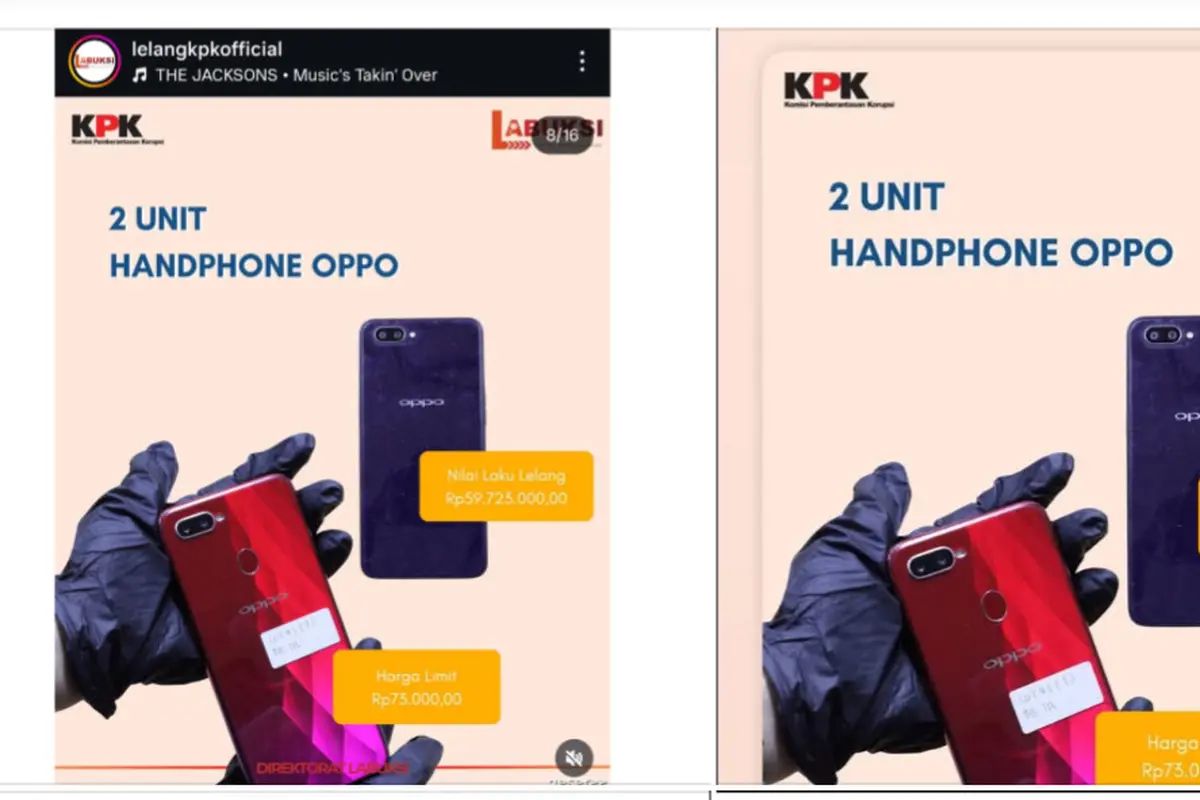 HP OPPO jadul yang dilelang KPK lakuk Rp 59 Juta