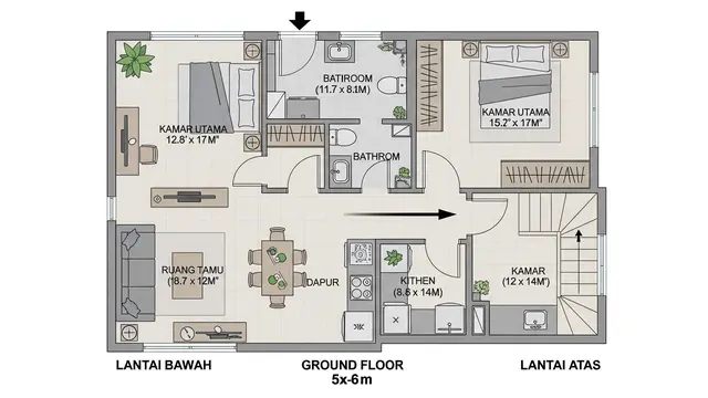 Contoh Rumah Kecil Ukuran 5x6 Meter Bisa 2 Kamar