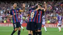 Barcelona. Klub asuhan Xavi Hernandez ini total menyumbang 16 pemain yang akan berlaga di Piala Dunia 2022 Qatar yang didominasi oleh Timnas Spanyol sebanyak 7 pemain. Sementara sisanya adalah Prancis (2), Belanda (2) dan masing-masing satu pemain untuk Jerman, Denmark, Polandia, Brasil dan Uruguay. (AFP/Josep Lago)