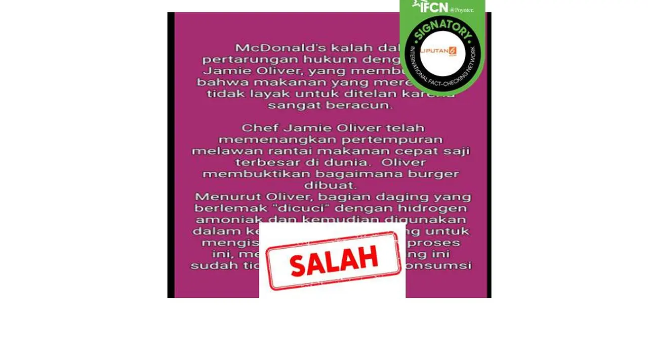 Cek Fakta daging Mcdonald's beracun