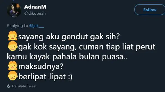 7 Jawaban Kocak Pria Saat Ditanya Pacar 'Aku Gendutan Enggak?'
