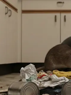 Pengelolaan sampah rumah tangga anti tikus sangat penting mengingat tikus sangat suka berkeliaran di sampah dapur (Gemini AI)