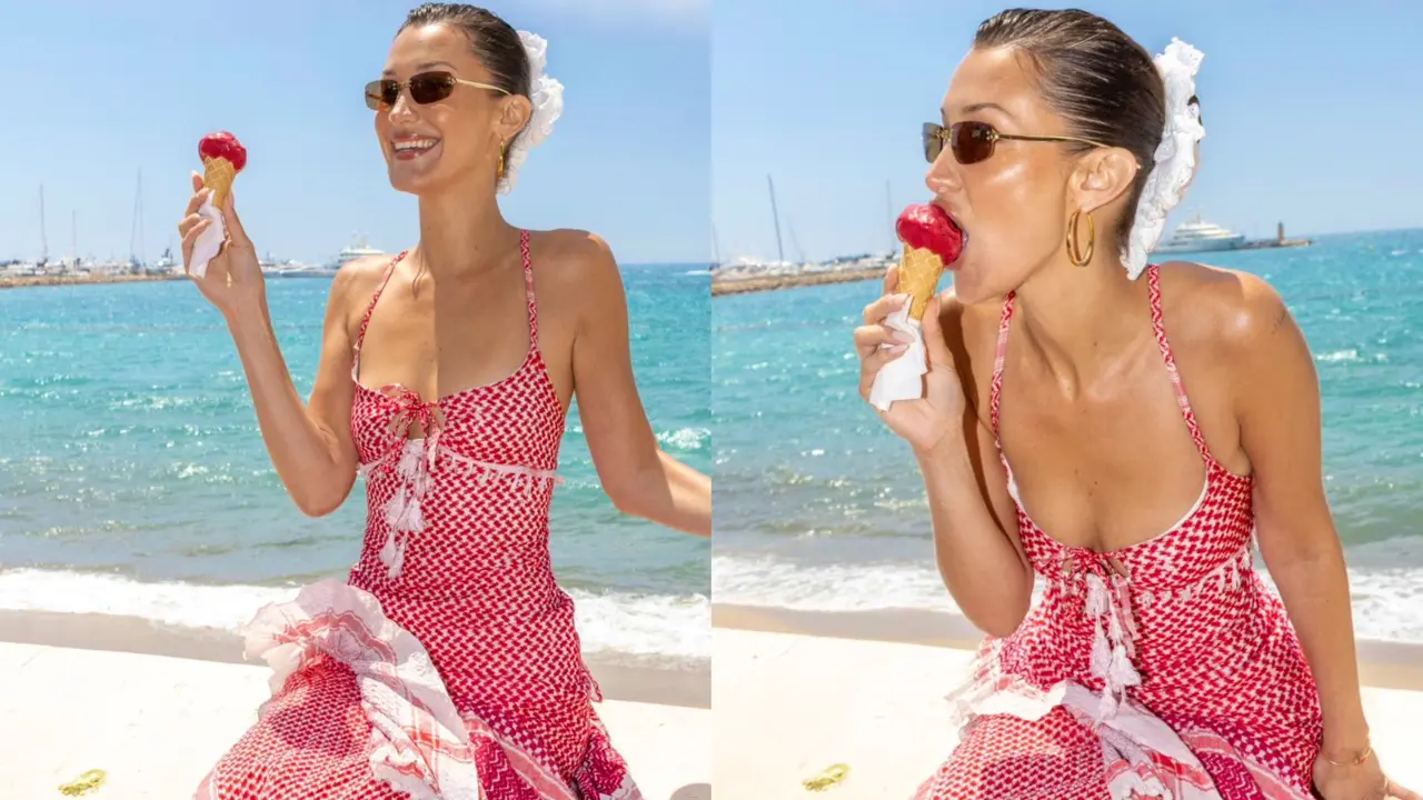 Gaya Unik Bella Hadid Pakai Dress Keffiyeh di Festival Film Cannes 2024