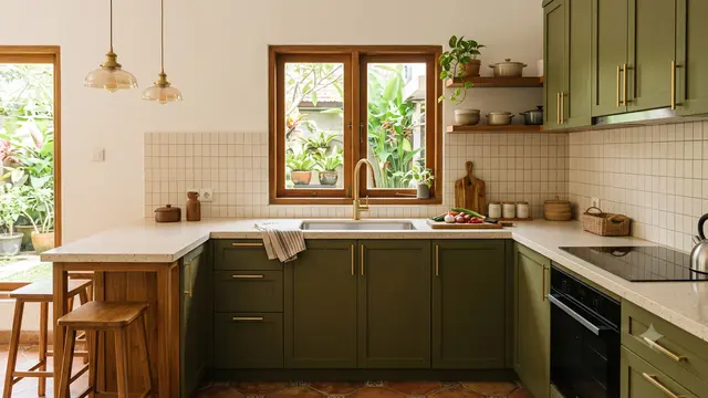 Inspirasi Dapur Bernuansa Olive Green yang Sedang Tren