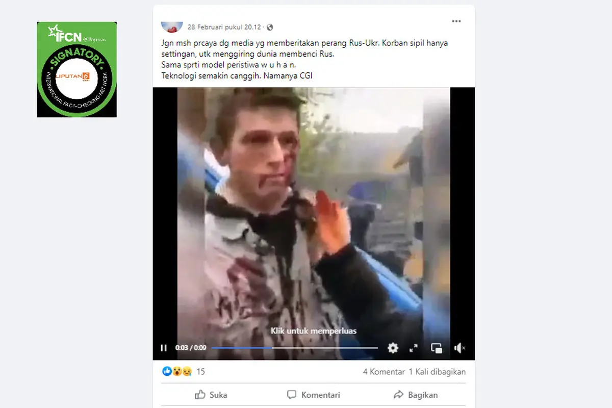 Cek Fakta Liputan6.com menelusuri klaim video setingan korban perang Rusia Ukraina