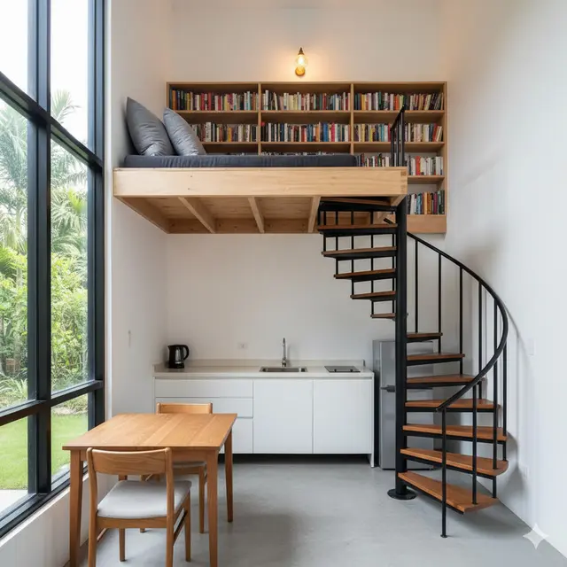 7 Inspirasi Rumah Kecil Mezzanine dengan Perpustakaan Mini di Area Atas, Solusi Cerdas untuk Ruang Terbatas