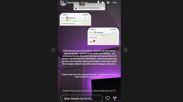 Harris Vriza Ungkap Chat Lesti Kejora dan Rizky Billar di Tengah Isu KDRT, Kompak Sama-Sama Minta Doa