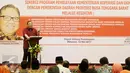 Menteri Koperasi dan UKM Puspayoga memberikan sambutan pada acara sinergi program pembiayaan Kementerian Koperasi dan UMK dengan pemerintah daerah Provinsi Nusa Tenggara Barat, Lombok, Jumat (12/5). (Liputan6.com/Angga Yuniar)