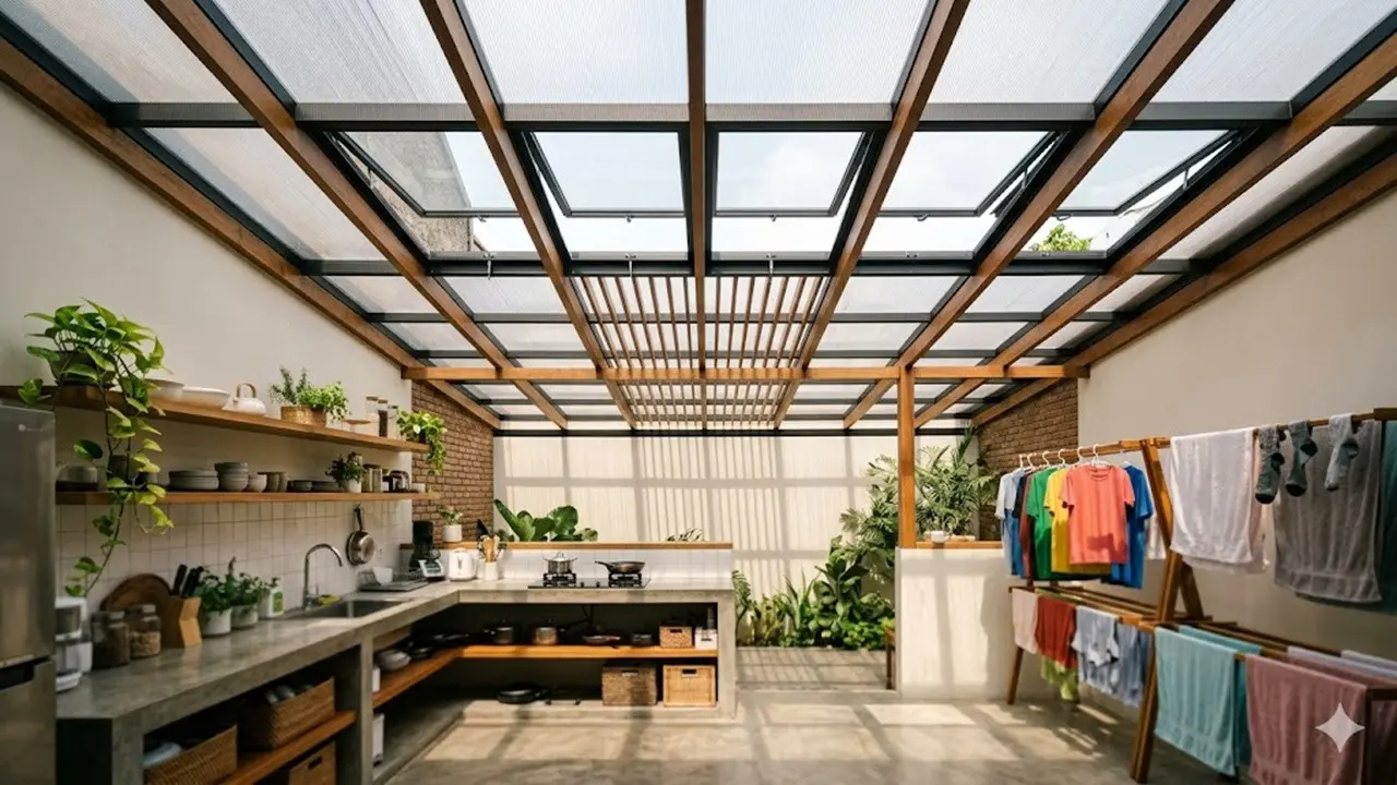 Inspirasi Atap Transparan Dapur dan Jemuran