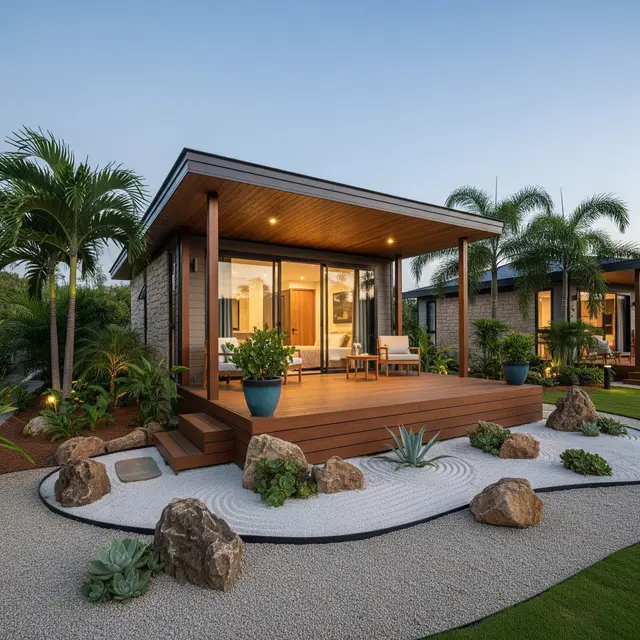 Model Rumah Kecil Tapi Mewah dengan Taman Bernuansa Resort (Image by Gemini AI)