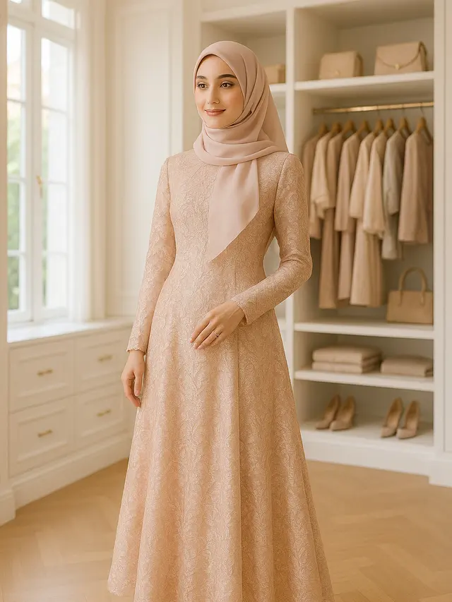 Tren Long Dress Brokat Hijab 2025 yang Elegan dan Syari