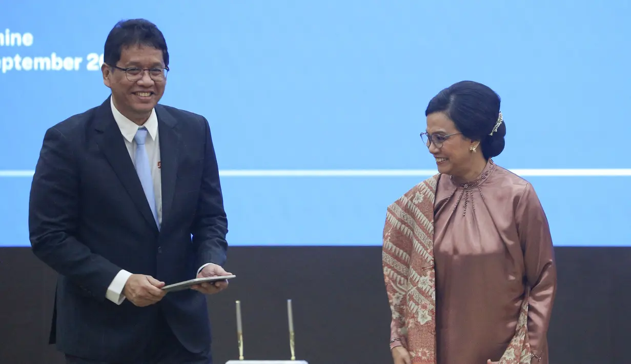 Purbaya Yudhi Sadewa resmi menggantikan Sri Mulyani Indrawati sebagai Menteri Keuangan usai dilantik oleh Presiden Prabowo Subianto pada Senin (8/9/2025). (merdeka.com/Arie Basuki)