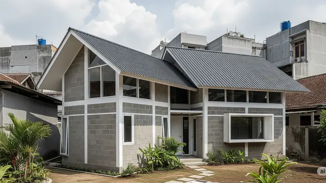Desain Rumah Minimalis dari Batako dan Baja Ringan yang Kokoh & Murah/Ilustrasi AI