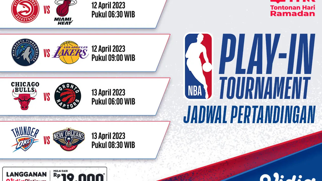 Jadwal dan Live Streaming NBA 2022/2023 Play In di Vidio, 12 & 13 April 2023