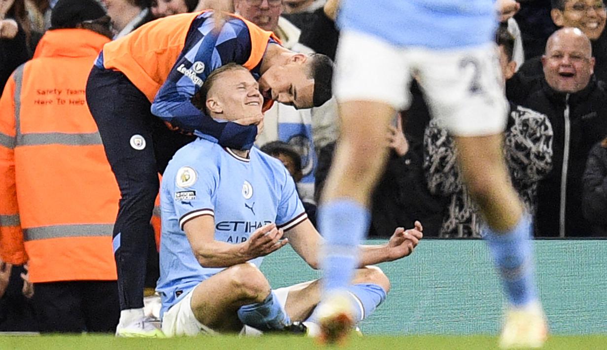 Haaland total telah mencetak 51 gol di semua kompetisi musim ini. (AFP/Oli Scarff)