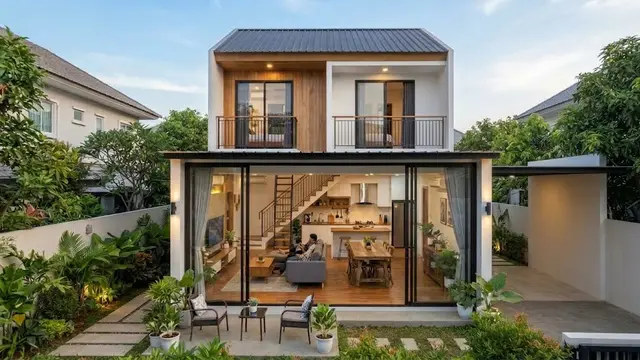 Rumah Dua Lantai dengan Ruang Keluarga Terbuka