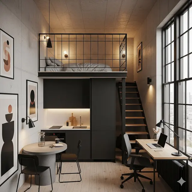 Studio Kreatif Mezzanine: Gaya Loft Industrial Modern