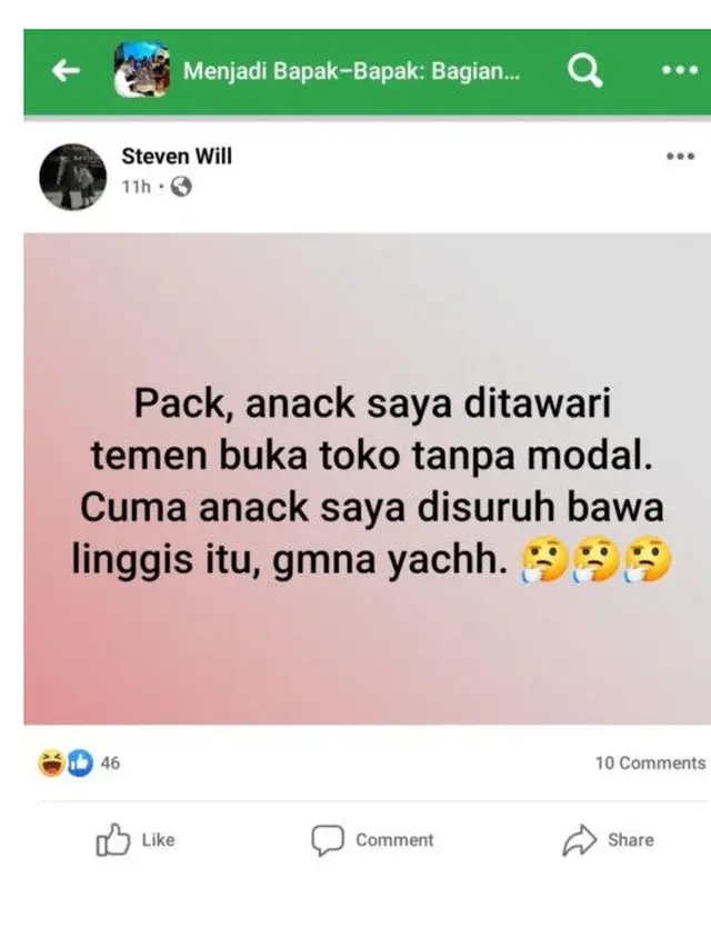 6 Status Facebook Bapak-Bapak Berusaha Lucu Ini Berujung Garing