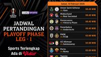 Jadwal siaran Langsung Liga Europa 2024/25 babak play-off di Vidio. Saksikan dan dukung tim kesayangan kalian yang berlaga di babak play-off pekan ini hanya di Vidio. (sum. doc .vidio.com)