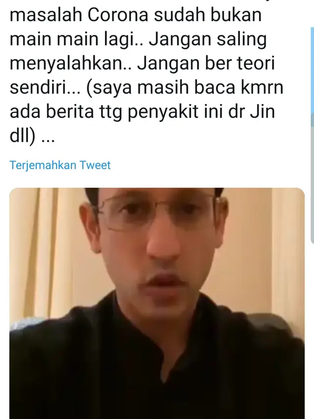 Unggahan Vino G. Bastian. (Foto: Dok. Twitter @VinoGBastian__)
