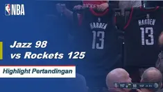 James Harden melanjutkan 30 poin beruntunnya, berakhir dengan 43 poin, 12 rebound dan enam steal ketika Rockets menurunkan Jazz di jalan.