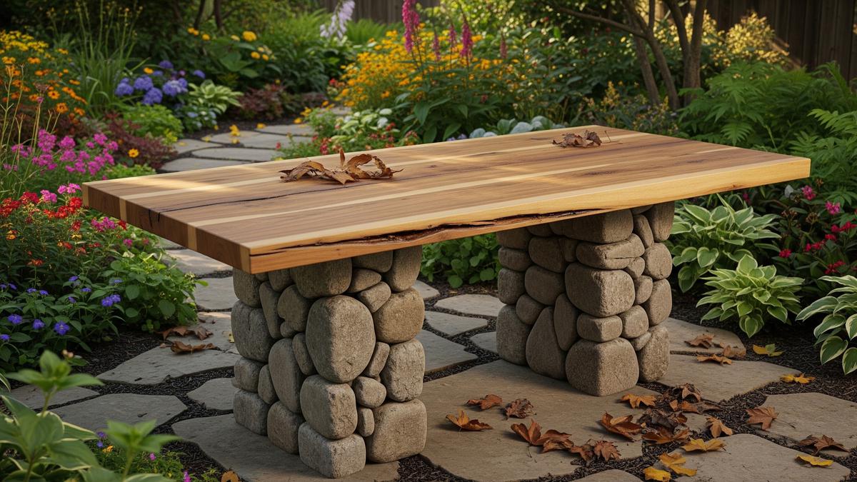 7 Inspirasi Meja Taman dari Batu dan Kayu Lengkap dengan Langkah Pembuatannya, Hadirkan Nuansa Alami
