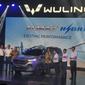 Menteri Perhubungan RI Budi Karya Sumadi menghadiri peluncuran Wuling Almaz Hybrid di kawasan Ancol, Jakarta Utara. (Septian/Liputan6.com)