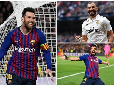 Lionel Messi mustahil untuk dikejar perolehan golnya meski La Liga masih menyisakan laga dua pekan lagi. Berikut deretan top scorer Liga Spanyol hingga pekan ke-36. (Kolase foto-foto dari AFP)