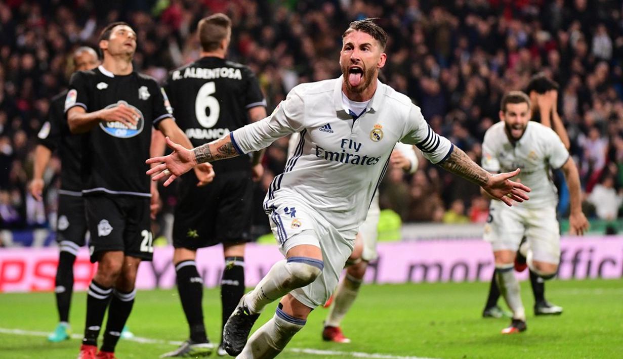 Real Madrid tak diperkuat Karim Benzema, Gareth Bale, dan Cristiano Ronaldo saat bersua Deportivo La Coruna pada pekan ke-15 La Liga Spanyol di Santiago Bernabeu, Sabtu (10/12/2016). Madrid menang 3-2 atas Deportivo. (AFP/Pierre-Philippe Marcou)