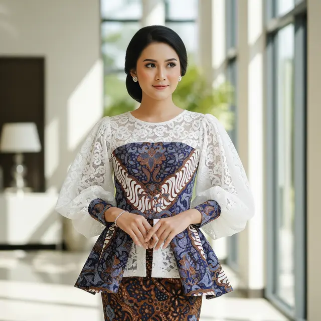 9 Model Kebaya Batik Kombinasi Brokat untuk Wisuda, Pilihan Elegan dan Modern