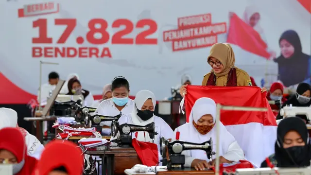 Bupati Banyuwangi Berdayakan 77 Penjahit Kampung, Produksi 17.822 Bendera Merah Putih