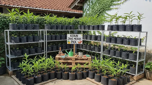 Ide Kebun Jahe Merah di Pekarangan untuk Ibu-ibu PKK/Gemini AI