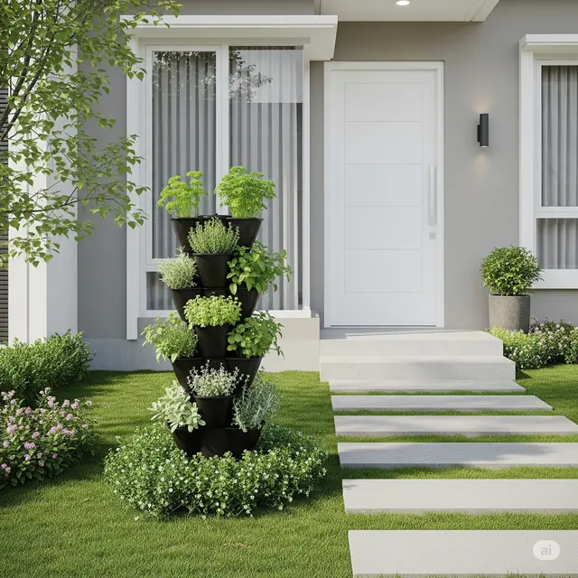 6 Model Taman Depan Rumah Type 36 dengan Tanaman Gantung, Hemat Space