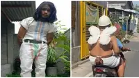 6 Outfit Absurd Warna Putih Ini Bikin Heran, Salah Satunya Berbahan Karung Beras (IG/anam_chenel 1cak)